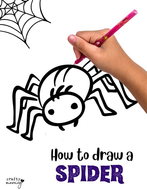 Easy Spider Drawing Step By Step Printable Crafty Morning