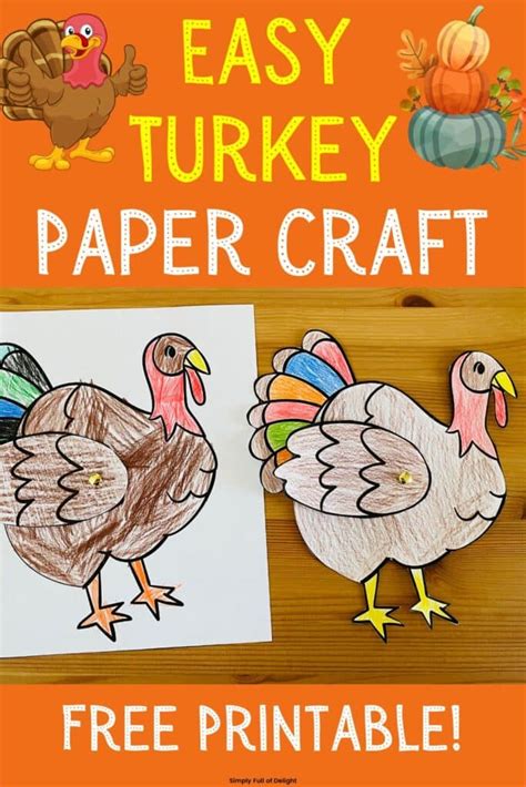 Easy Turkey Paper Craft Free Printable Simply Full Of Delight