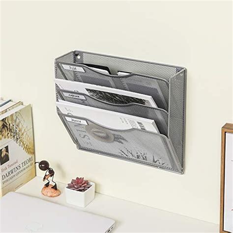 Easypag Wall Mounted File Organizer 3 Pocket Vertical Hanging File