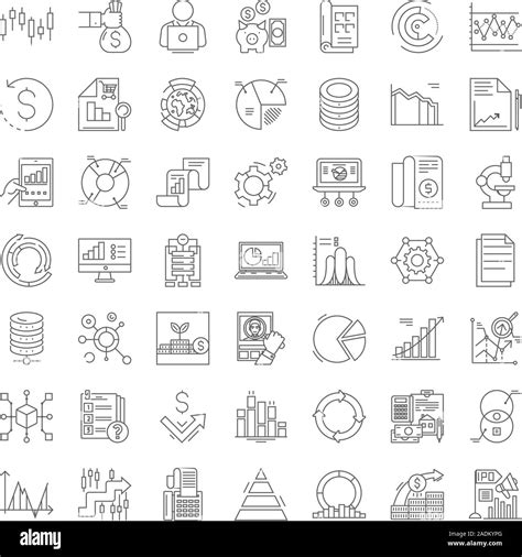 Economy Linear Icons Signs Symbols Vector Line Illustration Set Stock