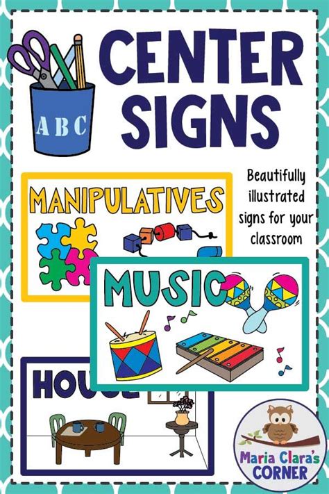 Editable Classroom Center Signs