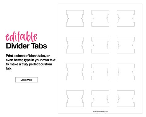 Editable Divider Tabs Blank Printable Diy White Etsy