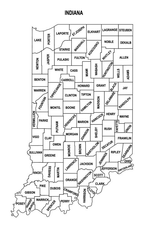 Editable Indiana Map With Counties