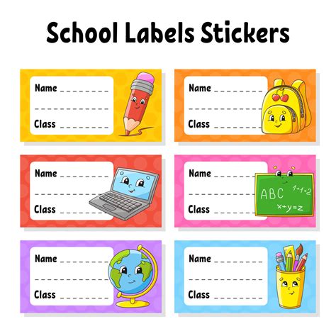 Editable Name Labels School Stickers Labels Name Labels Label Templates