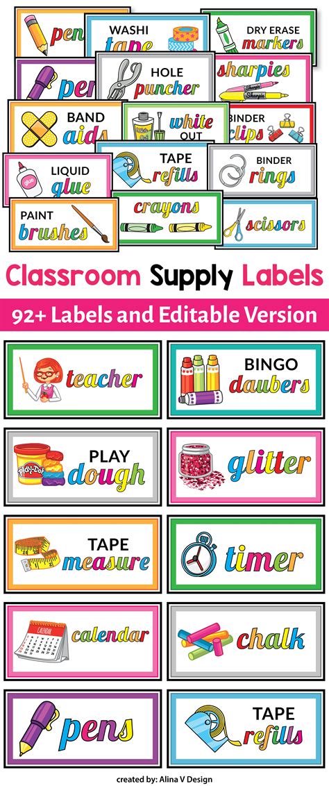 Editable Teacher Classroom Supply Name Tags Template Colourful Summer