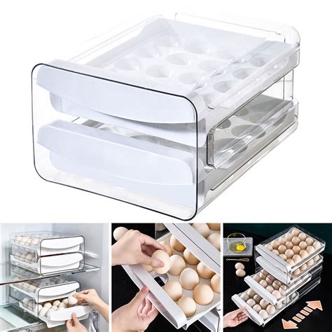 Egg Storage Holder For Refrigerator 40 Grid Transparent Double Layer