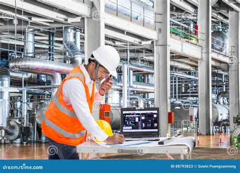 Electrical Engineer Working At Control Room Of Powerhouse Stock Image