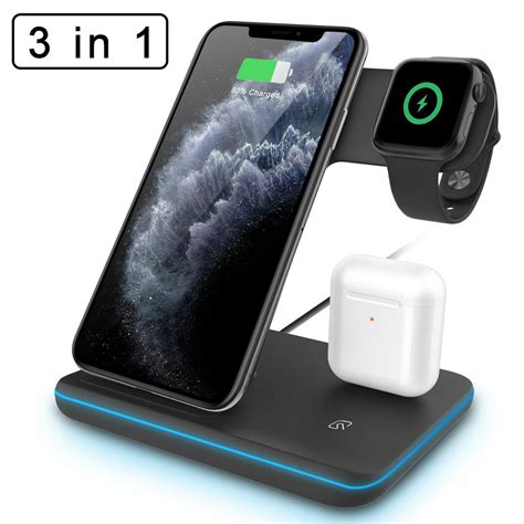 Elegant Choise 3 In 1 Qi Fast Wireless Charger Stand Dock Pad For Iphone 12 Airpods Apple Watch