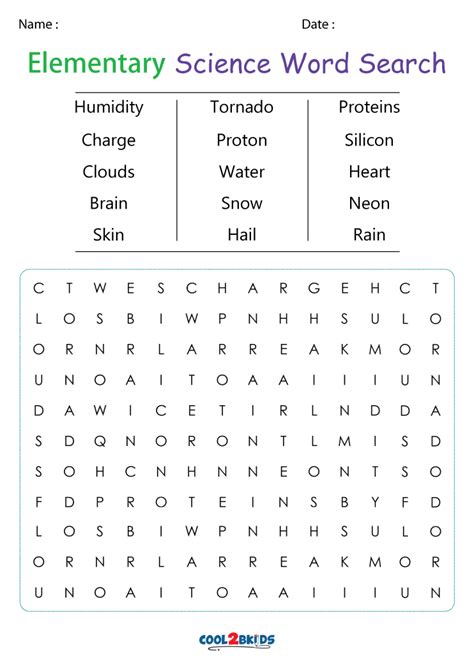 Elementary Science Word Search