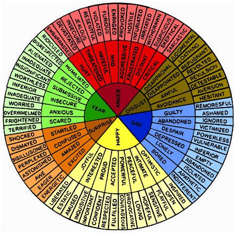 Emotions Wheel Feelings Writing