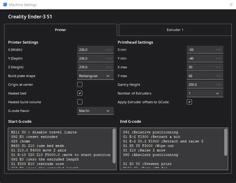 Ender 3 S1 Pro Cura Settings For Maxumim Build Volume Profiles By