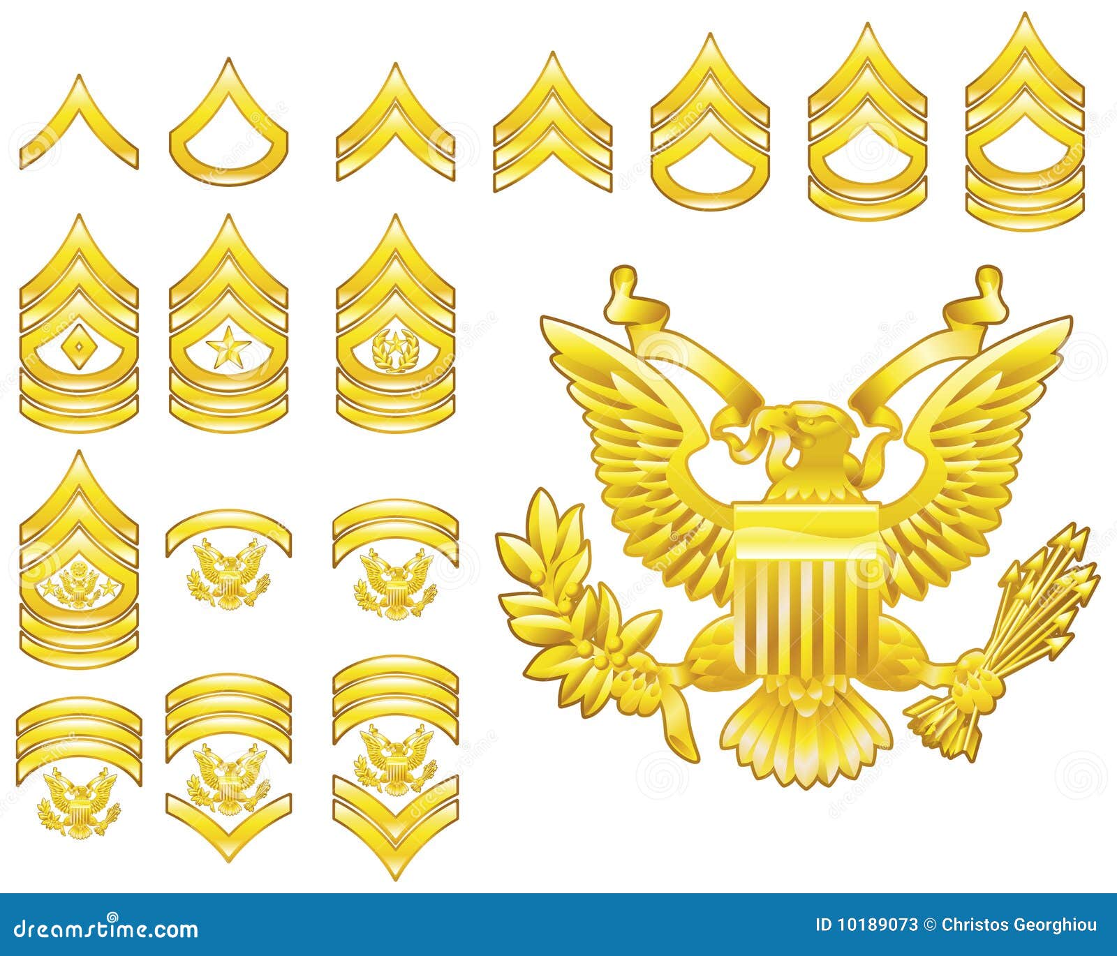 Enlisted Army Ranks Army Enlisted Rank Insignia Stock Vector