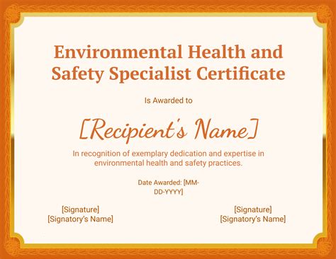 Environmental Health Specialist Certification