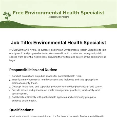 Environmental Health Specialist Job Outlook