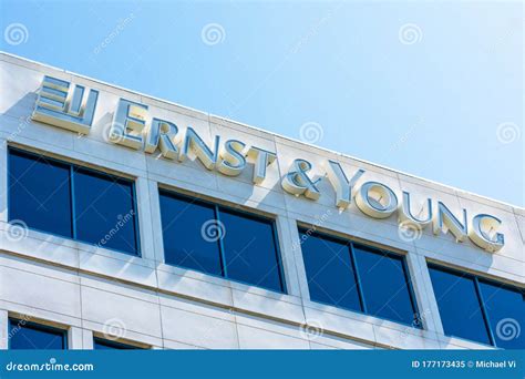 Ernst And Young Logo Atop Of A Multinational Professional Services Firm Office Editorial Photo