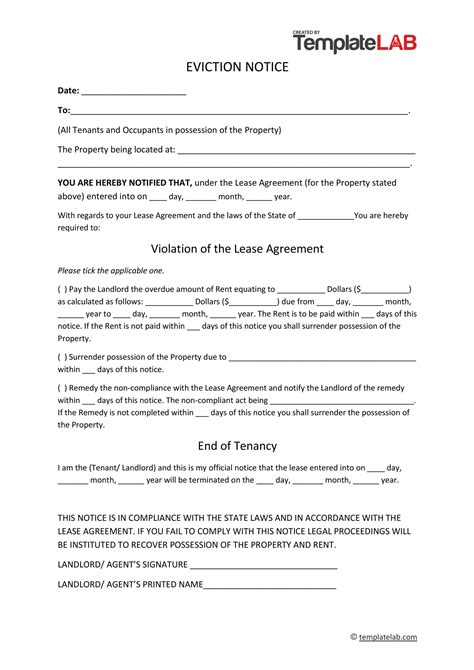 Eviction Notice Template Printable Notice To Vacate Template Lease Termination Form Editable Landlord Rental Contract Pdf Download Etsy