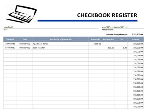 Excel Template Check Register