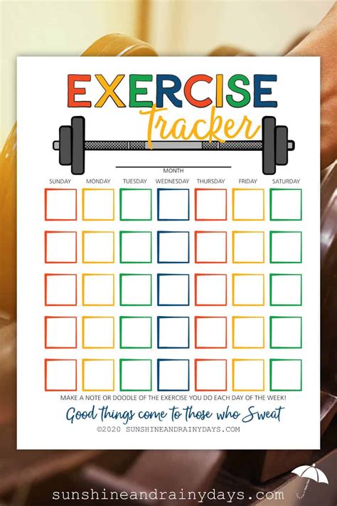 Free Exercise Tracker Printable Template