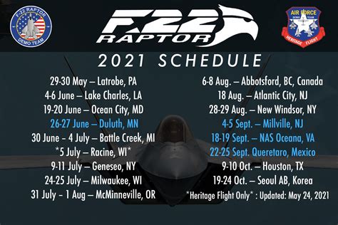 F 22 Demo Team Schedule