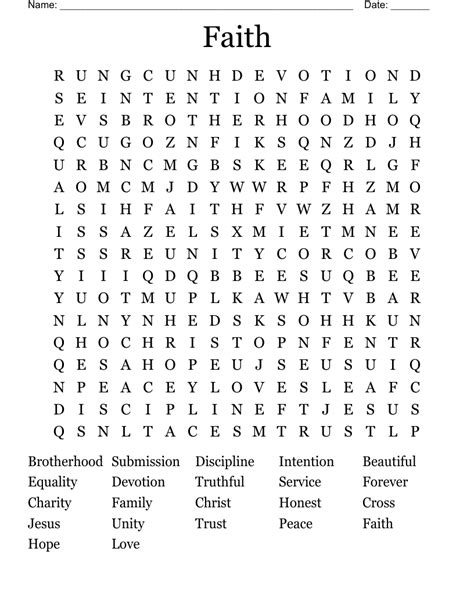 Faith Word Search Puzzles