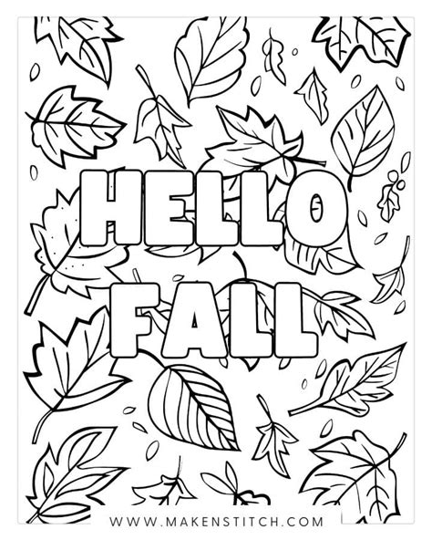 Fall Coloring Pages Makenstitch