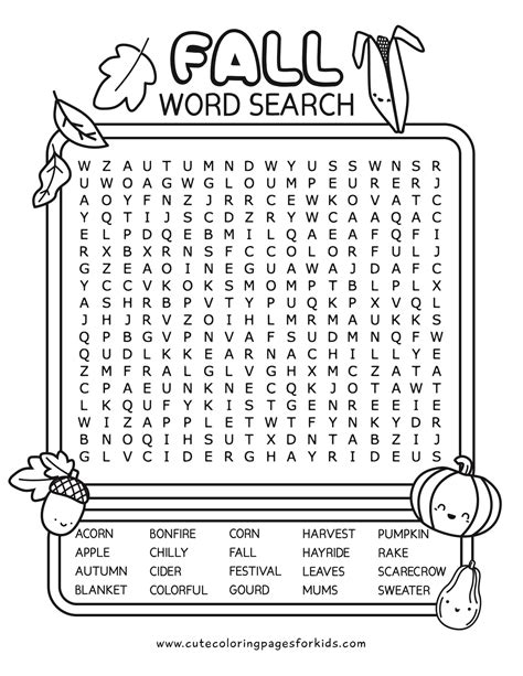 Fall Words Search Tpt