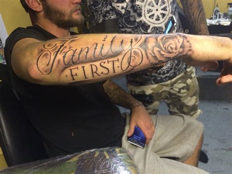 Family First With A Rose Arm Tattoo Done By Kurt Stanley Family First Tattoo Family Tattoos