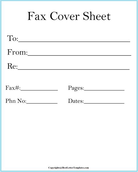 Fax Cover Sheet Printable Template