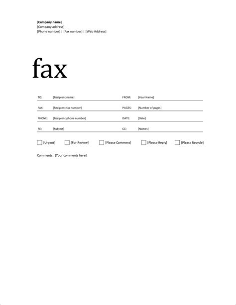 Fax Cover Sheet Templates Professional Word Templates