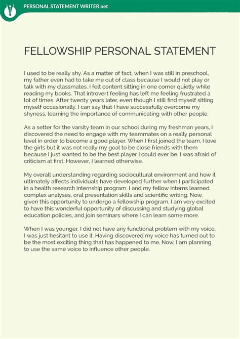 Fellowship Personal Statement Sample By Pssamples On Deviantart