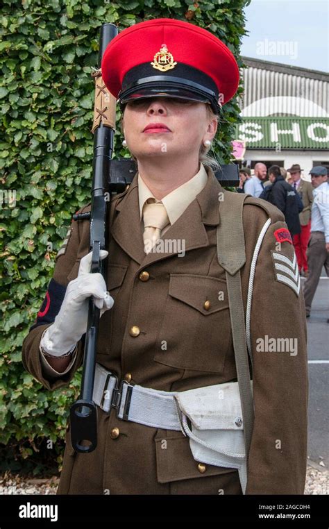 Female In Military Police Uniform Costume At The Goodwood Revival West