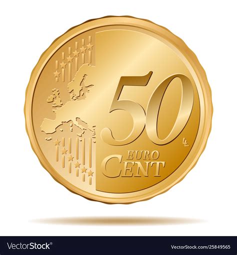 Fifty Euro Cent Coin 50 Royalty Free Vector Image