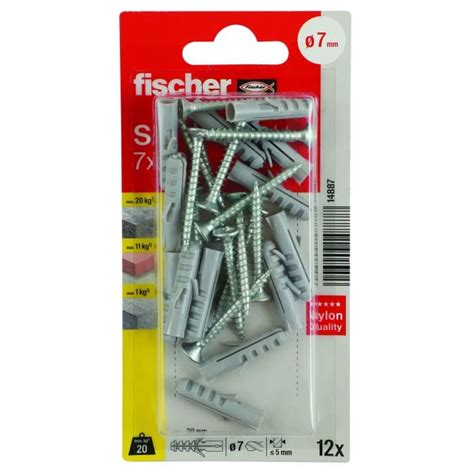 Fischer Wall Plug Screws S7gks 12 Pack 14887 Chamberlain