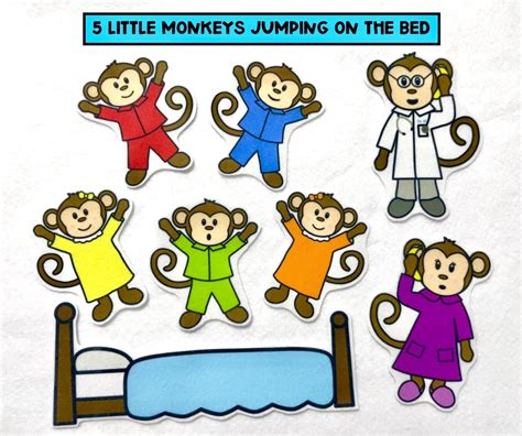 Five Little Monkeys Jumping On Bed Felt Stories Speech Therapy Activity