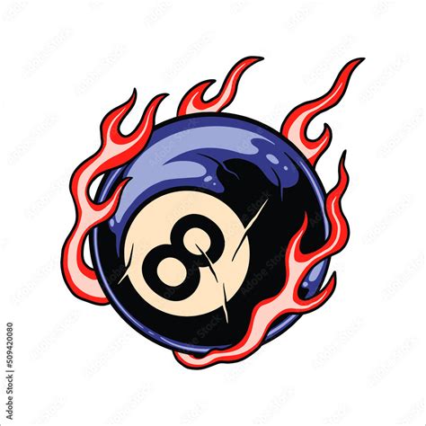 Flaming Eight Ball Tattoo Vector Design Stock Vector Adobe Stock