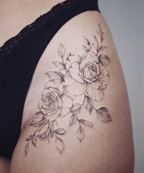 Floral Design Hip Thigh Tattoos Hip Tattoo Flower Hip Tattoos