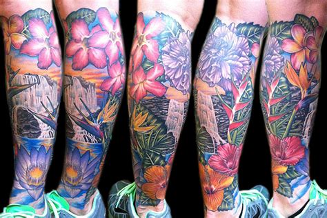 Floral Leg Tattoo By Tattoo Artist Sarah Genereux