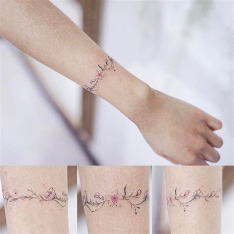 Flower Armband Work In Korea Artist Anzotattoo Reindeer Ink Subtle Tattoos Unique Tattoos