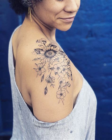 Flower Front Shoulder Tattoos