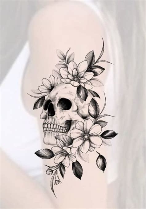 Flower Skull Tattoos For Women Leg Tattoos Women Inspirational Tattoos