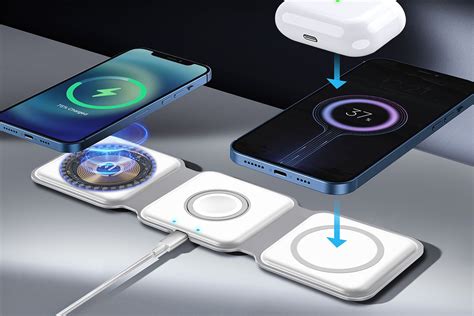 Foldable Wireless Triple Device Chargers 3 In 1 Wireless Charging Mat