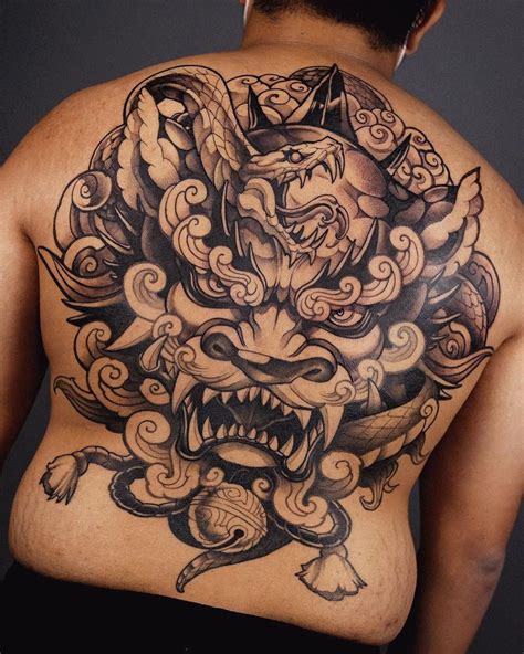 Foo Dog Tattoo Back