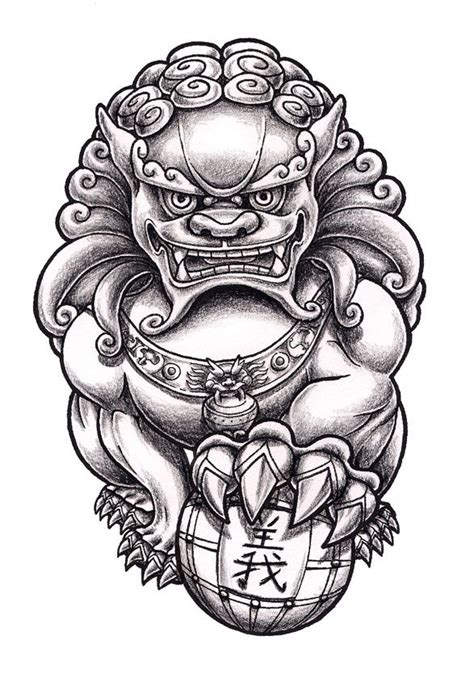 Foo Dog Tattoo Stencil