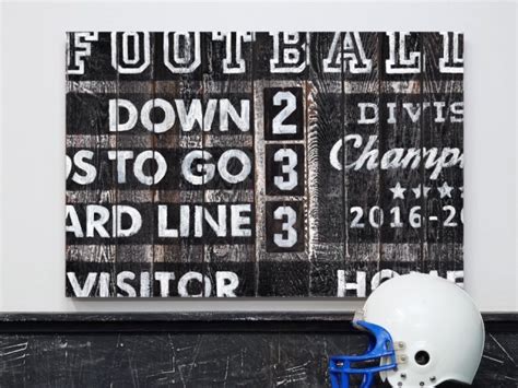 Football Scoreboard Wall Art Decor Canvas Prints Rustic B And W Sports Artwork For The Nursery Boys Teens Home Blitz Collection