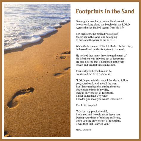 Footsteps In The Sand Card Printable Footprints In The Sand Note Card