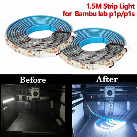 For Bambu Lab P1p P1s Led Lights Strip 3D Printer Led Light Kit 5V 150Cm Ip44 Jpg