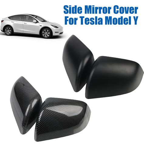 For Tesla Model Y Rear View Mirror Covers Carbon Fiber Decorative Replacement Side Wing Caps