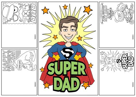 Four Free Father S Day Cards To Print And Color