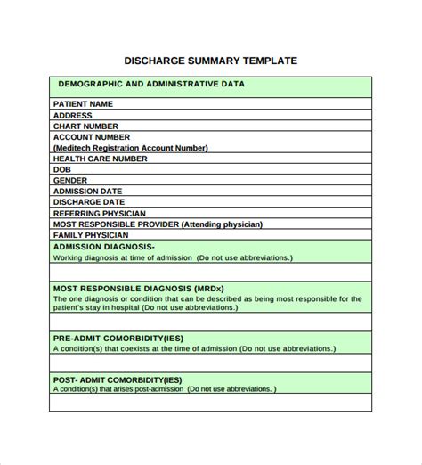 Free 11 Sample Discharge Summary Templates In Pdf Ms Word