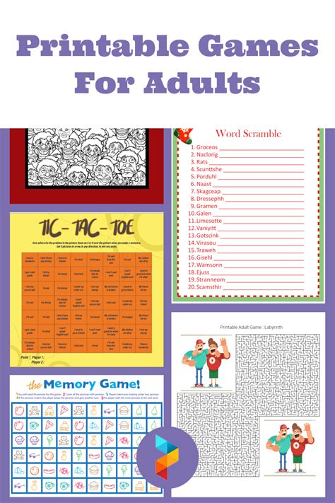 Free Activity Printables For Adults